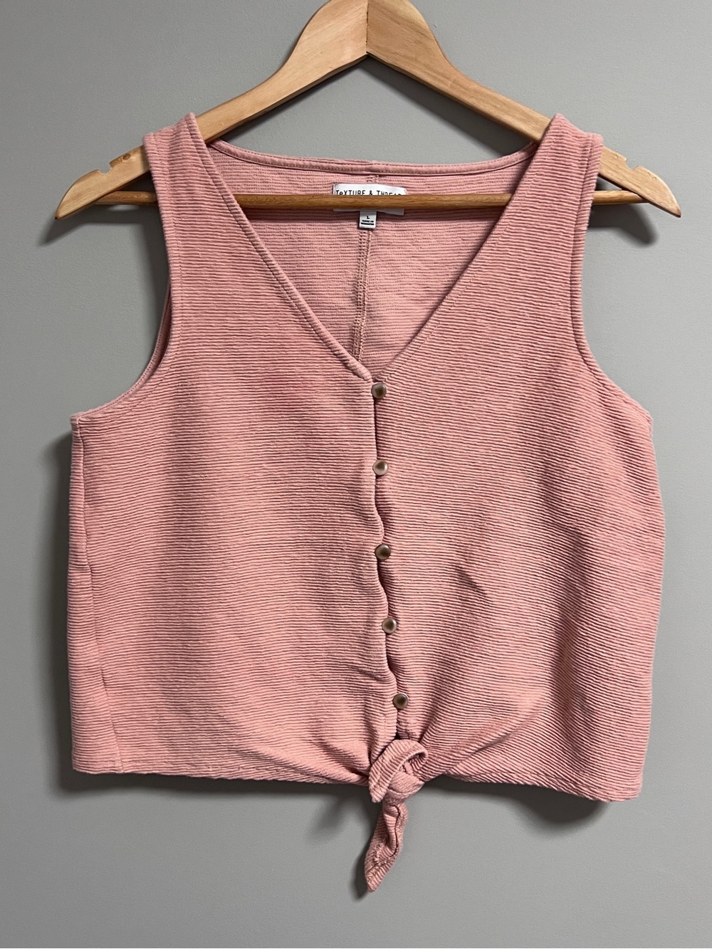 Madewell Dusty Rose Button-Front Tie Tank
